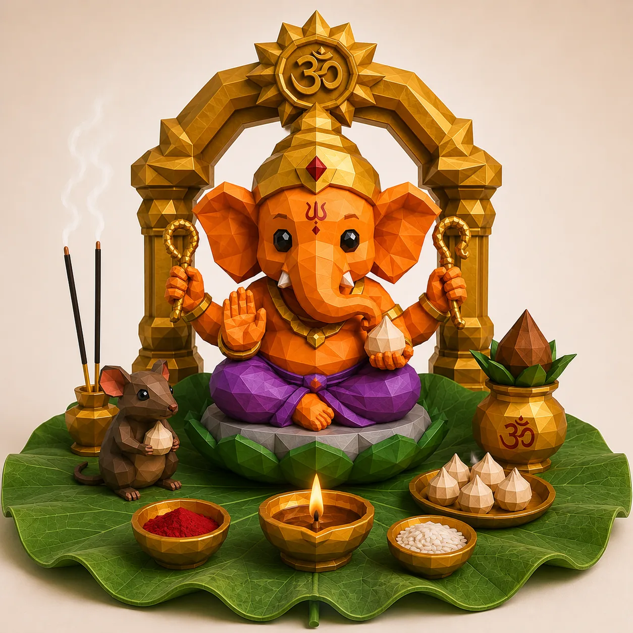Faceted chibi Shri Ganesha idol, the first of the Doppel Idols line