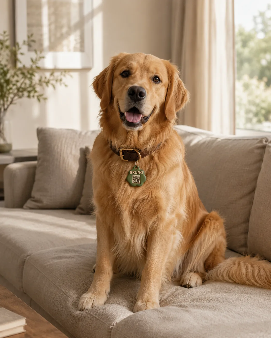 Smart QR pet tag on a dog collar