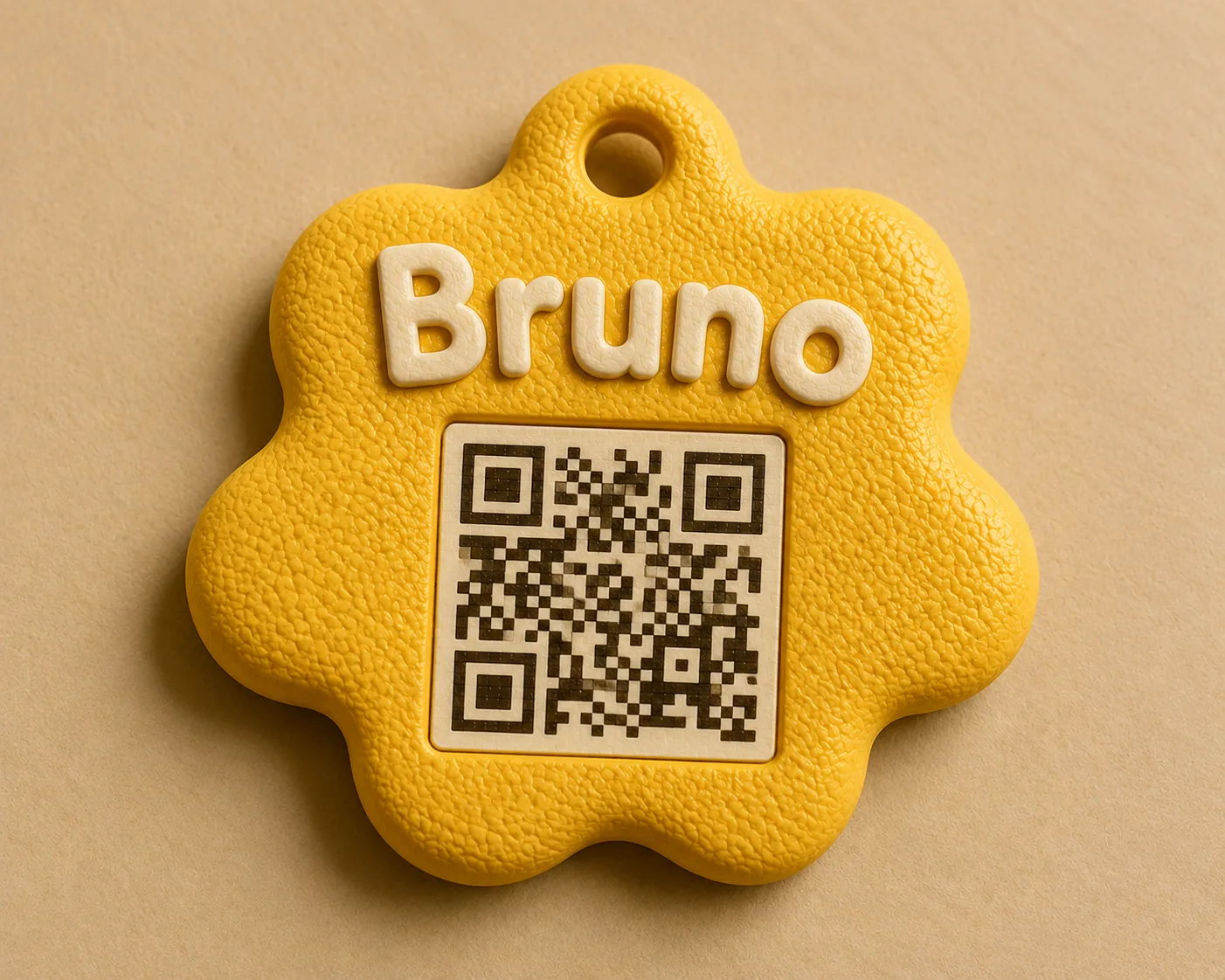 Sun yellow smart pet tag for Bruno